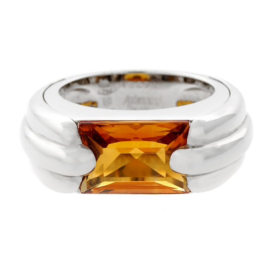 Audemars Piguet Citrine 18k White Gold Ring Sz 6 1/2