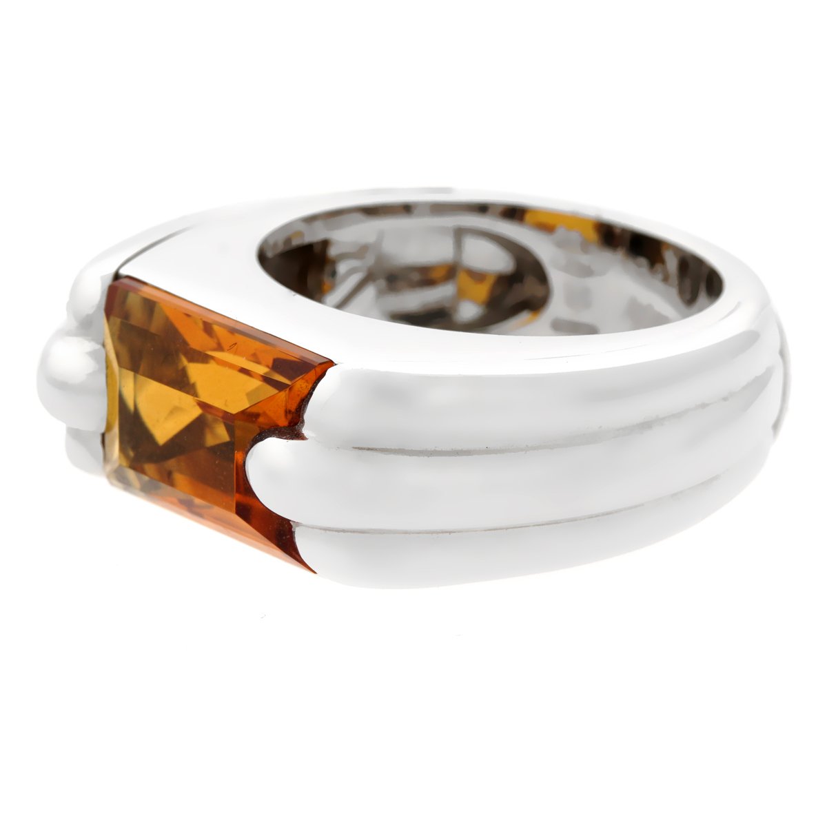 Audemars Piguet Citrine 18k White Gold Ring Sz 6 1/2