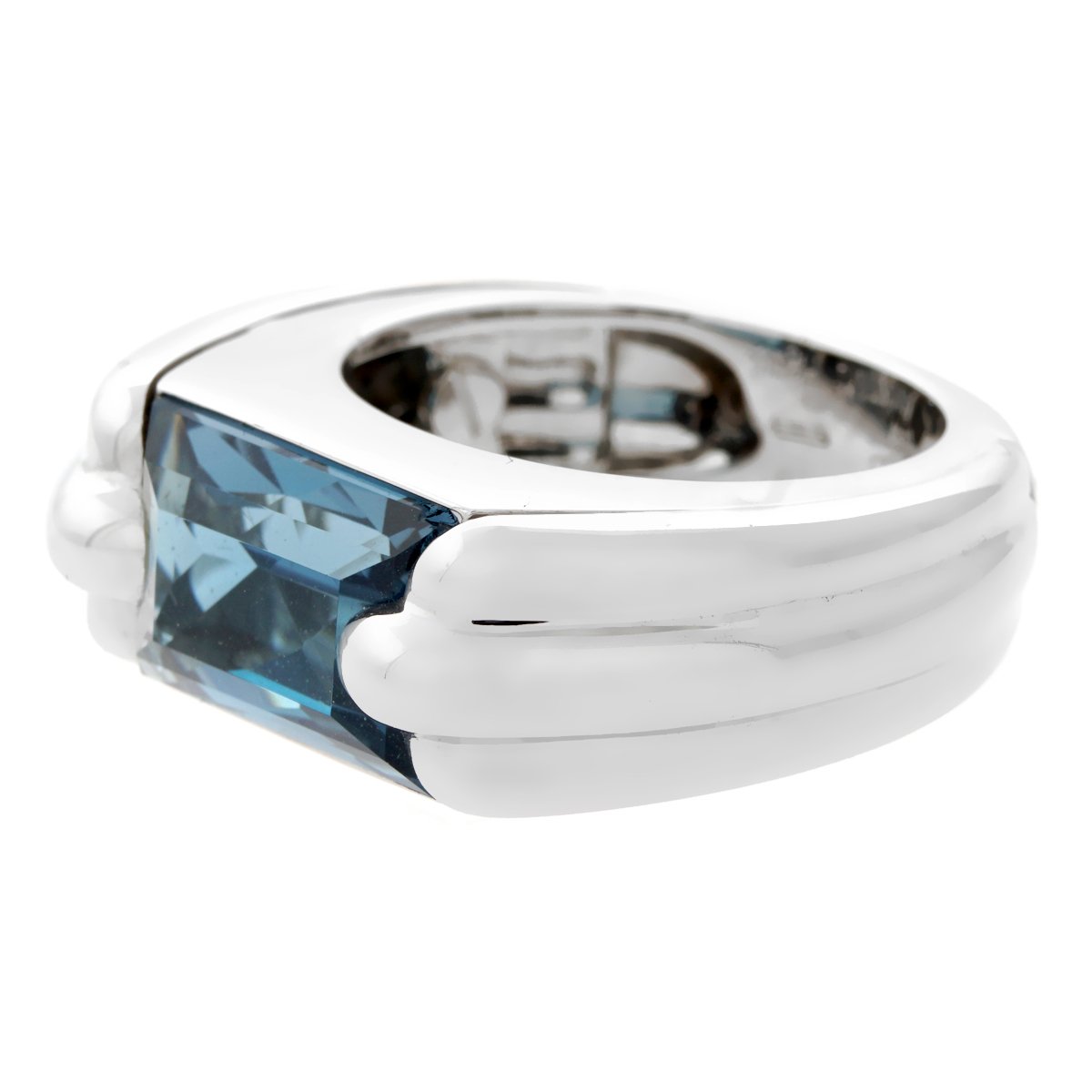 Audemars Piguet Topaz 18k White Gold Band Ring Sz 5 3/4