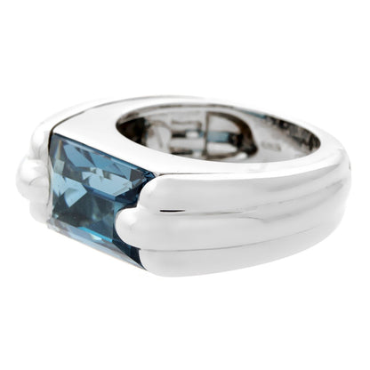 Audemars Piguet Topaz 18k White Gold Band Ring Sz 5 3/4