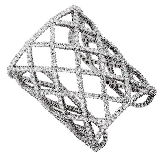 Boucheron 64.47ct Weave Diamond 18k White Gold Cuff