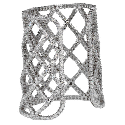 Boucheron 64.47ct Weave Diamond 18k White Gold Cuff