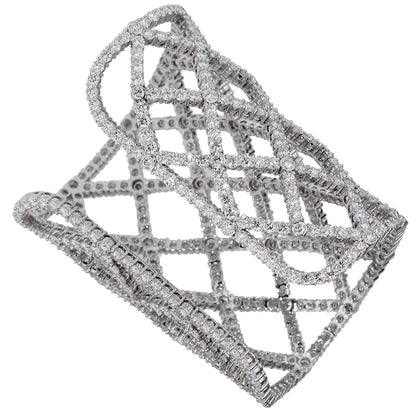 Boucheron 64.47ct Weave Diamond 18k White Gold Cuff