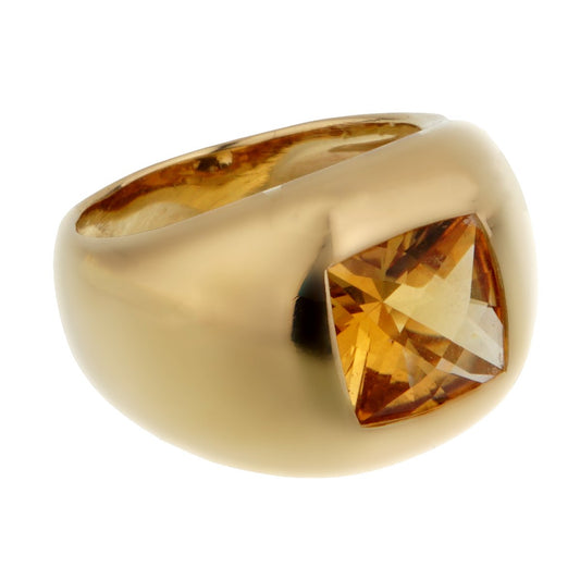 Boucheron Citrine 18k Yellow Gold Cocktail Ring Sz 6 1/4