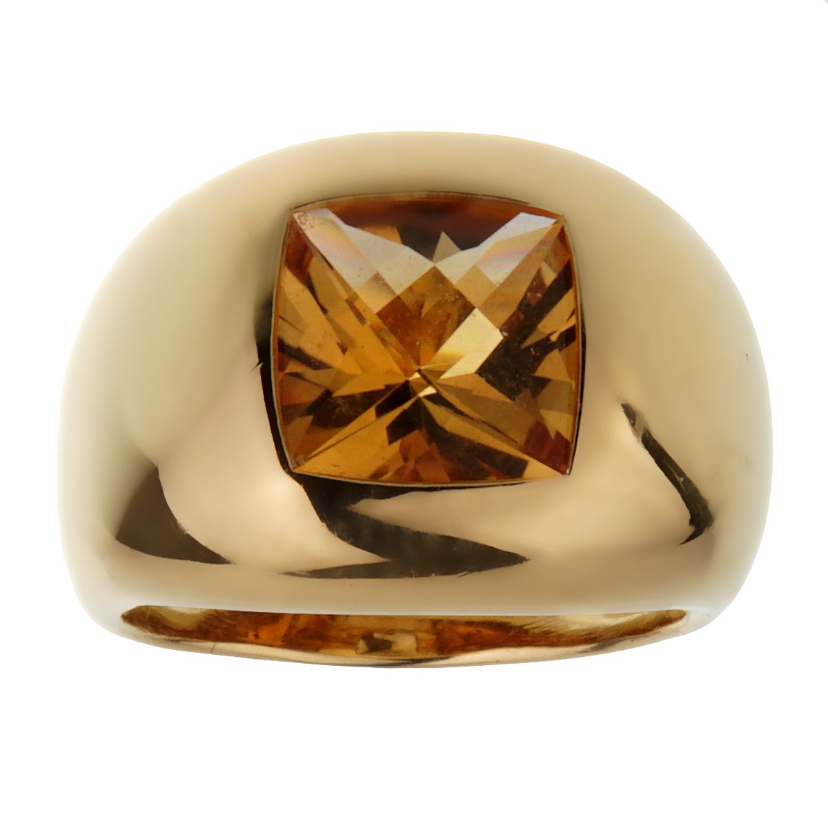 Boucheron Citrine 18k Yellow Gold Cocktail Ring Sz 6 1/4