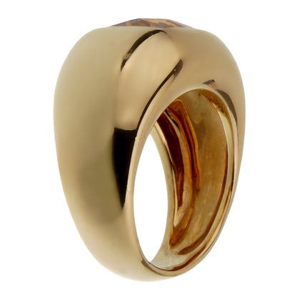 Boucheron Citrine 18k Yellow Gold Cocktail Ring Sz 6 1/4