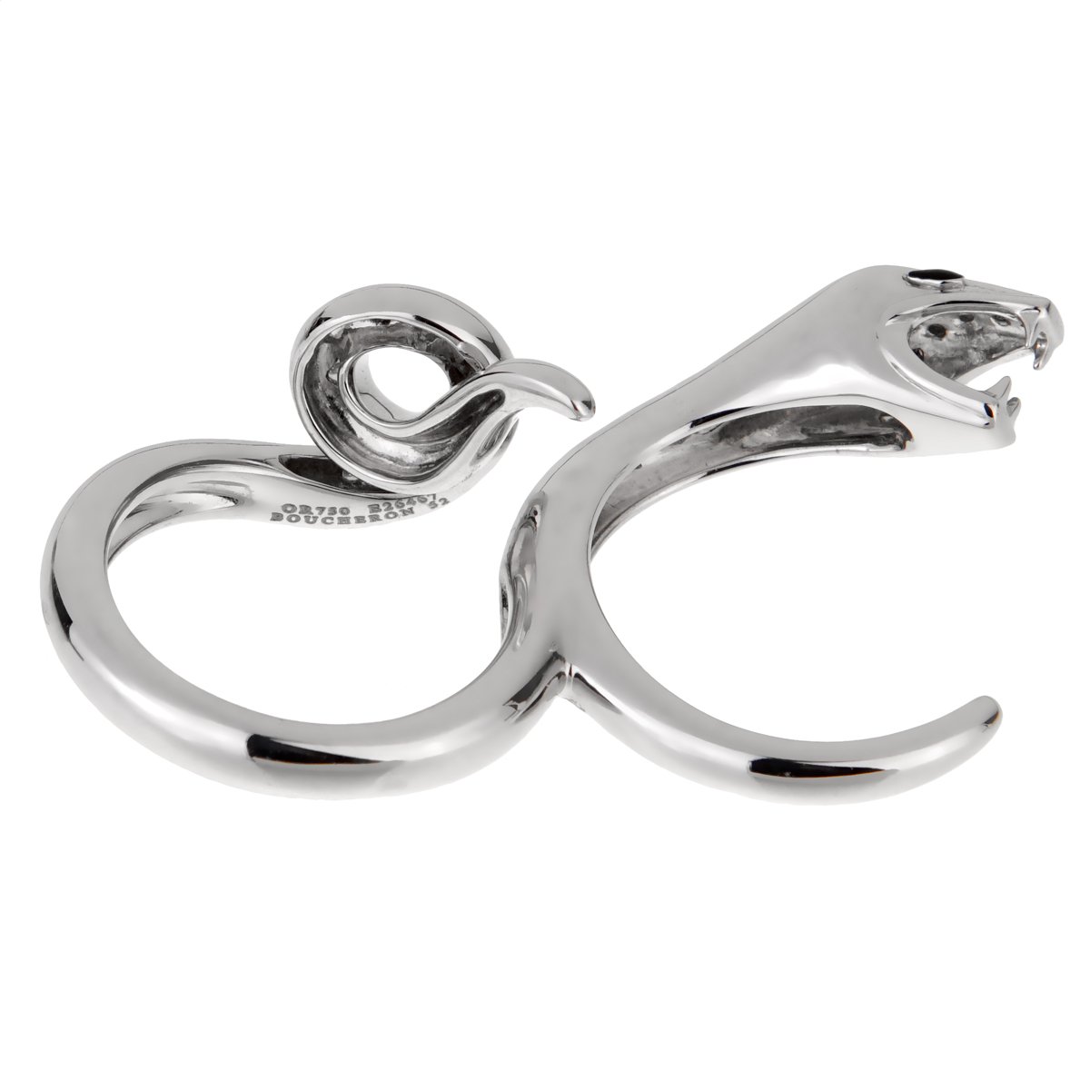 Boucheron Kaa Snake Two Finger White Gold Diamond Ring Sz 6