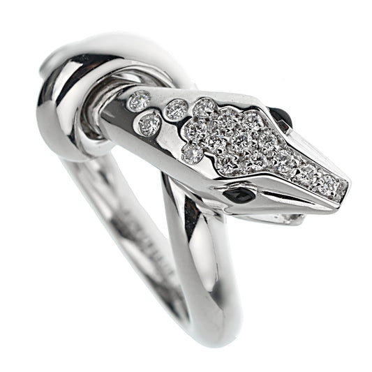 Boucheron Kaa Snake 18k White Gold Diamond Cocktail Ring