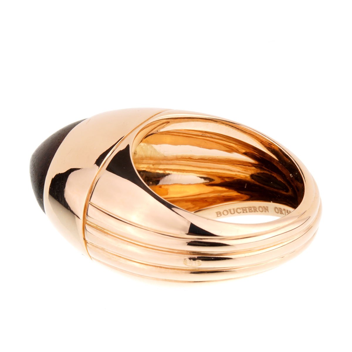 Boucheron Limited Edition 18k Rose Gold Wood Ring Sz 5 1/2
