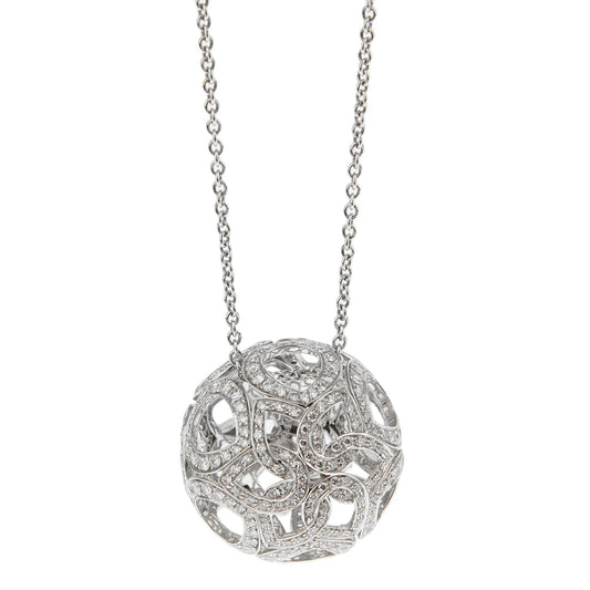 Boucheron Openwork Flower Diamond 18k White Gold Necklace