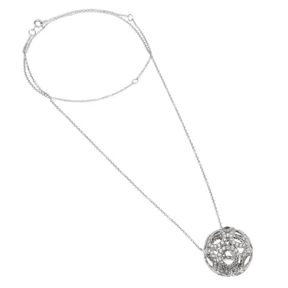 Boucheron Openwork Flower Diamond 18k White Gold Necklace