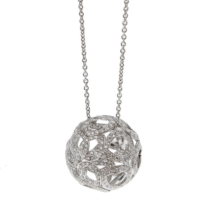 Boucheron Openwork Flower Diamond 18k White Gold Necklace