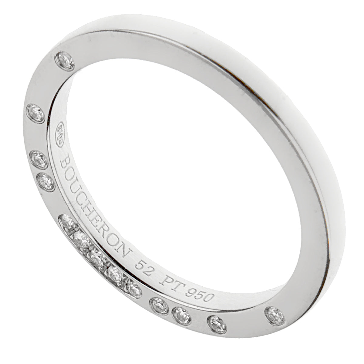 Boucheron Platinum Diamond Band Ring Sz 5 3/4