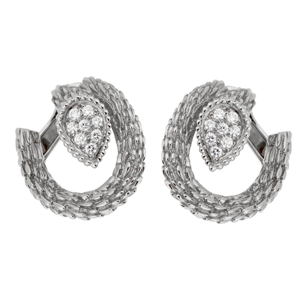 Boucheron Serpent Boheme White Gold Diamond Hoop Earrings
