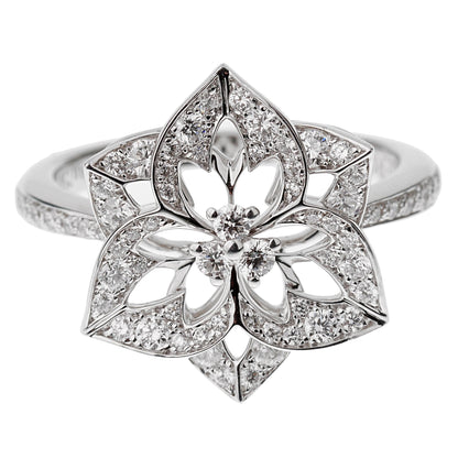 Boucheron Small Flower Diamond White Gold Cocktail Ring Sz 6 1/4