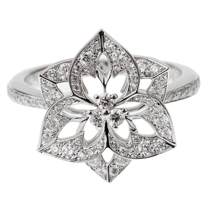Boucheron Small Flower Diamond White Gold Cocktail Ring Sz 6 3/4