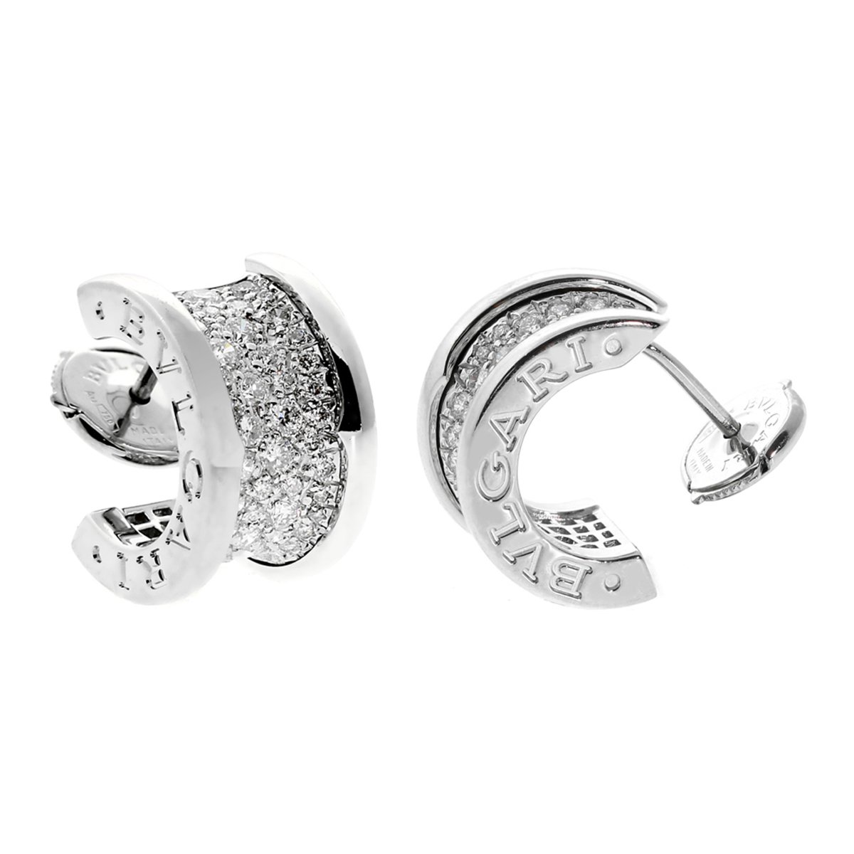 Bulgari B.Zero1 Pave Diamond White Gold Earrings