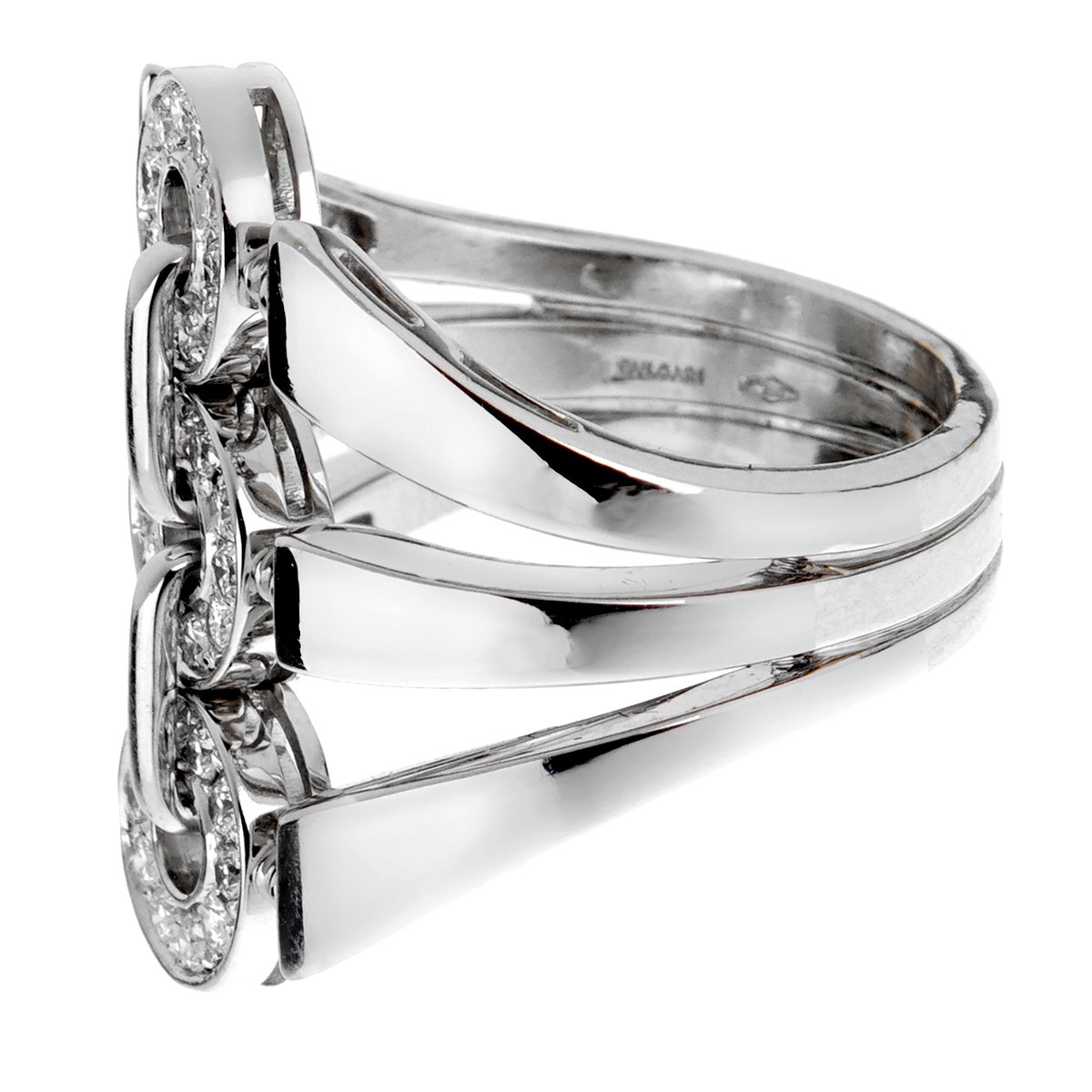 Bvlgari Diamond White Gold Cocktail Ring Sz 6 3/4