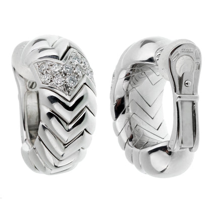 Bvlgari Spiga White Gold Hoop Diamond Earrings