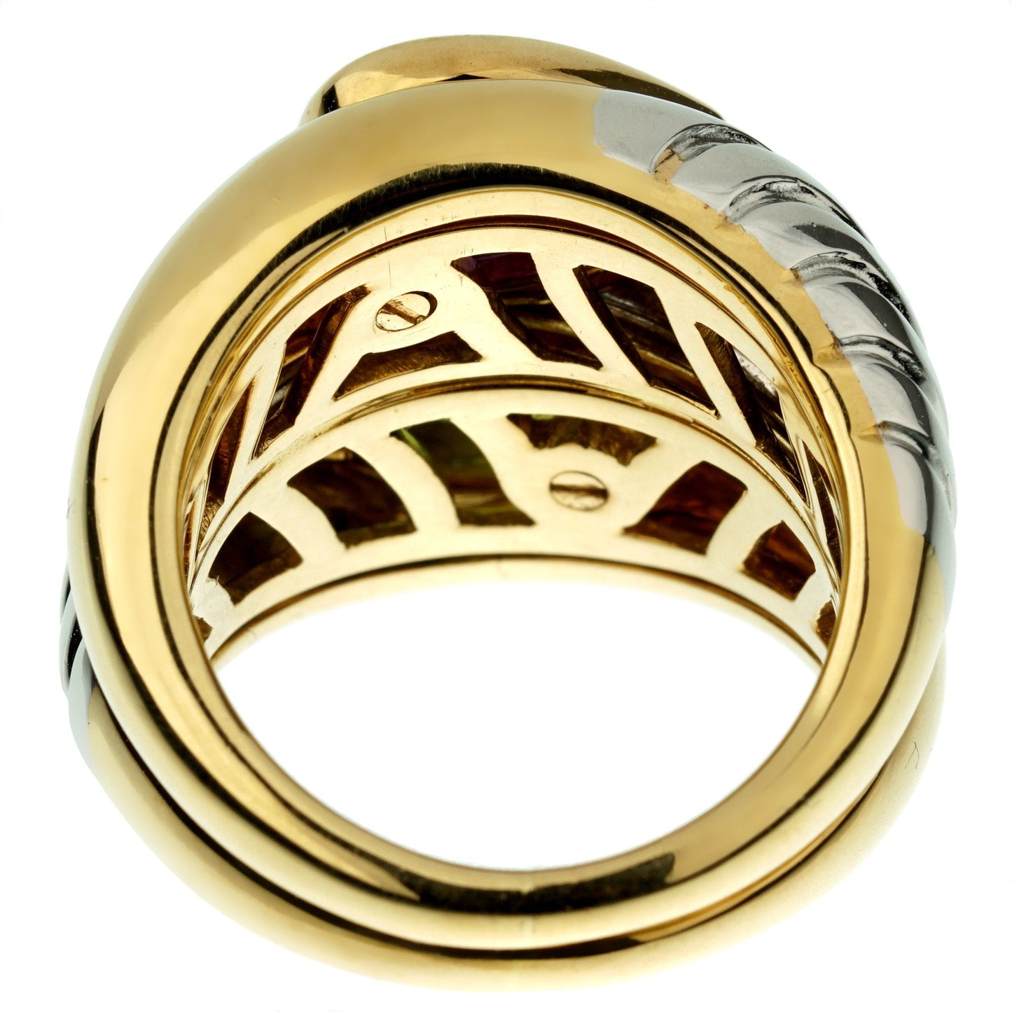 Bvlgari Amethyst Peridot Bypass Cocktail Gold Ring Sz 5
