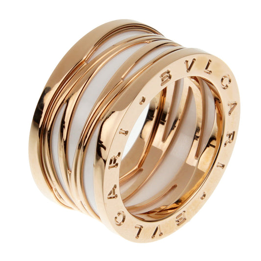Bvlgari B.zero1 Legends Rose Gold Ceramic Band Ring Sz 11