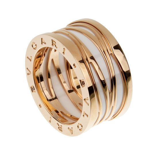 Bvlgari B.zero1 Legends Rose Gold Ceramic Band Ring Sz 8 1/2