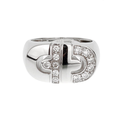 Bvlgari Parentesi Diamond 18k White Gold Ring Sz 4 1/2