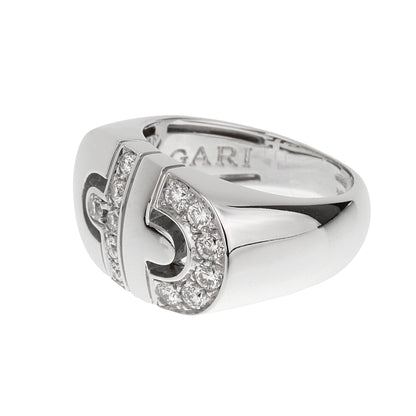 Bvlgari Parentesi Diamond 18k White Gold Ring Sz 4 1/2