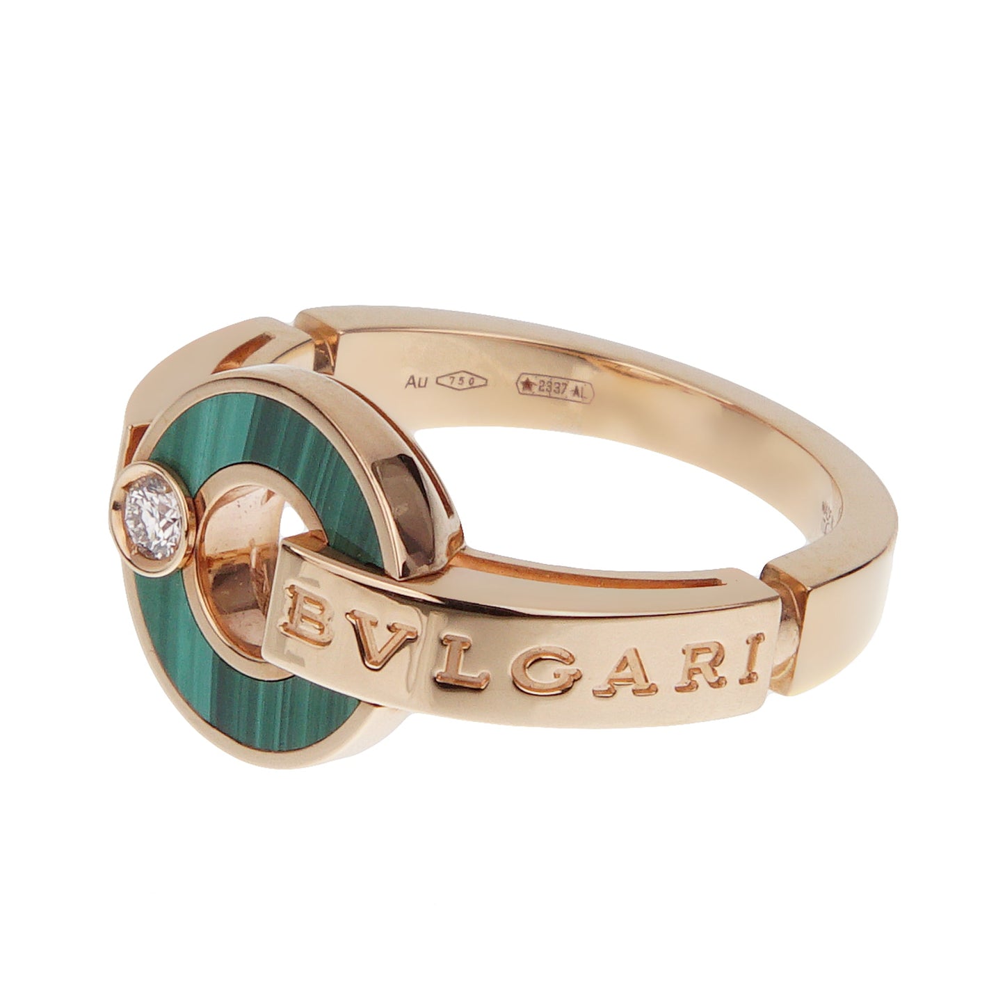 Bvlgari Bvlgari Malachite 18k Rose Gold Diamond Ring