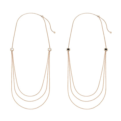 Bvlgari Bvlgari Mother of Pearl & Onyx 18k Rose Gold Sautoir Long Chain Necklace