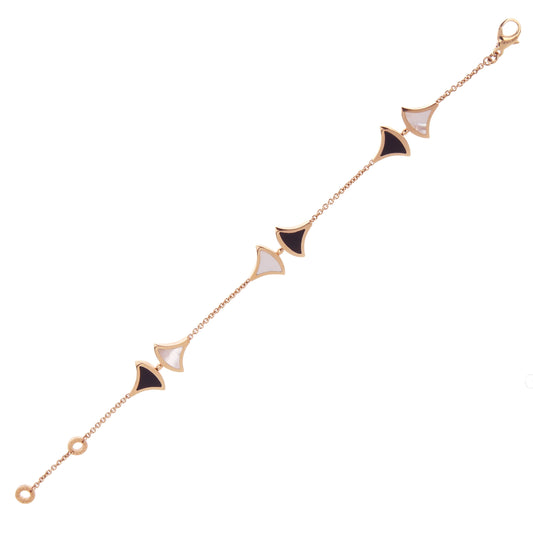 Bvlgari Divas Dream Onyx & Mother of Pearl 18k Rose Gold Bracelet