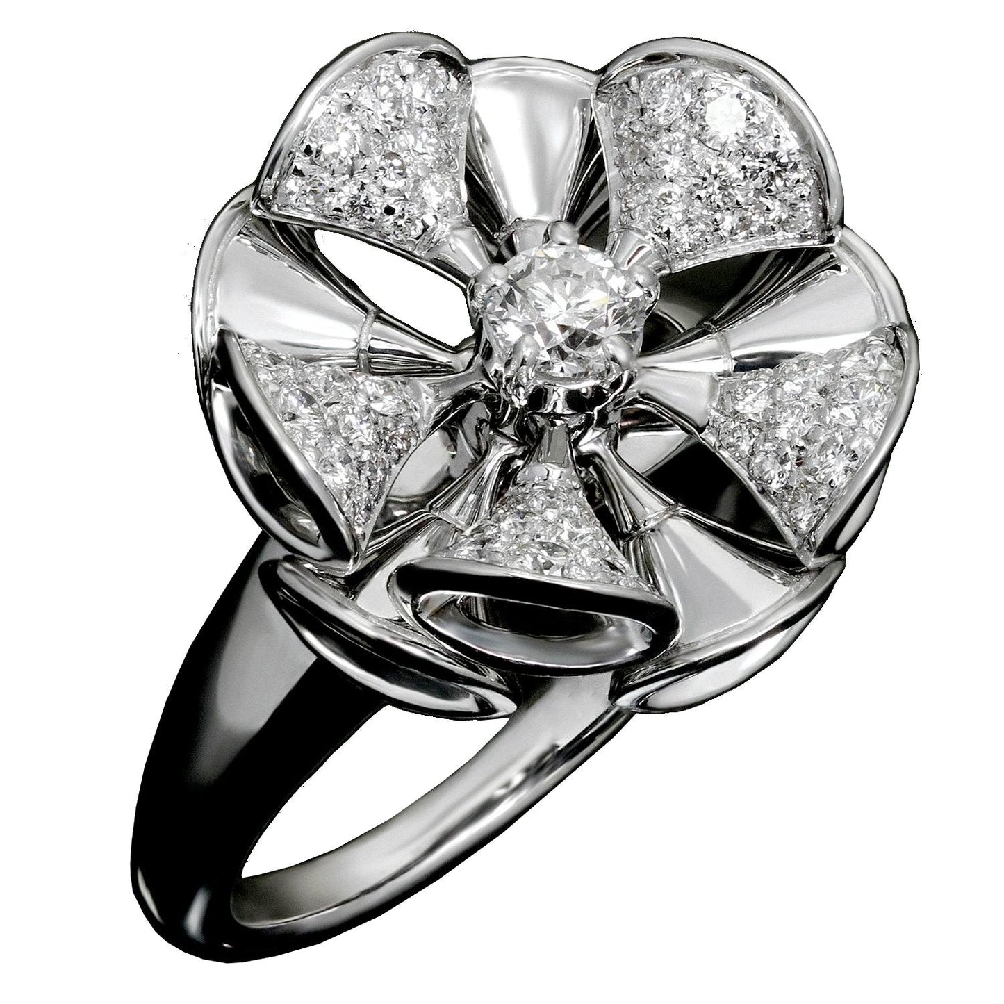 Bvlgari Divas Dream White Gold Diamond Cocktail Ring Sz 6 1/4