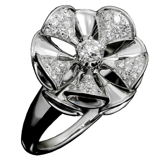 Bvlgari Divas Dream White Gold Diamond Cocktail Ring Sz 6 1/4