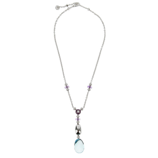 Bvlgari Mediterranean Eden Diamond & Topaz Amethyst 18k White Gold Necklace