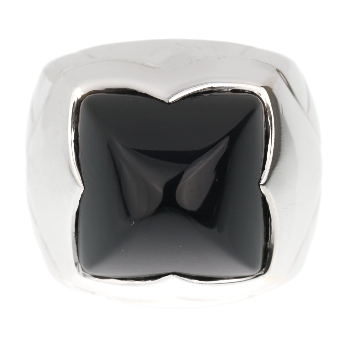 Bvlgari Pyramid Onyx 18k White Gold Cocktail Ring