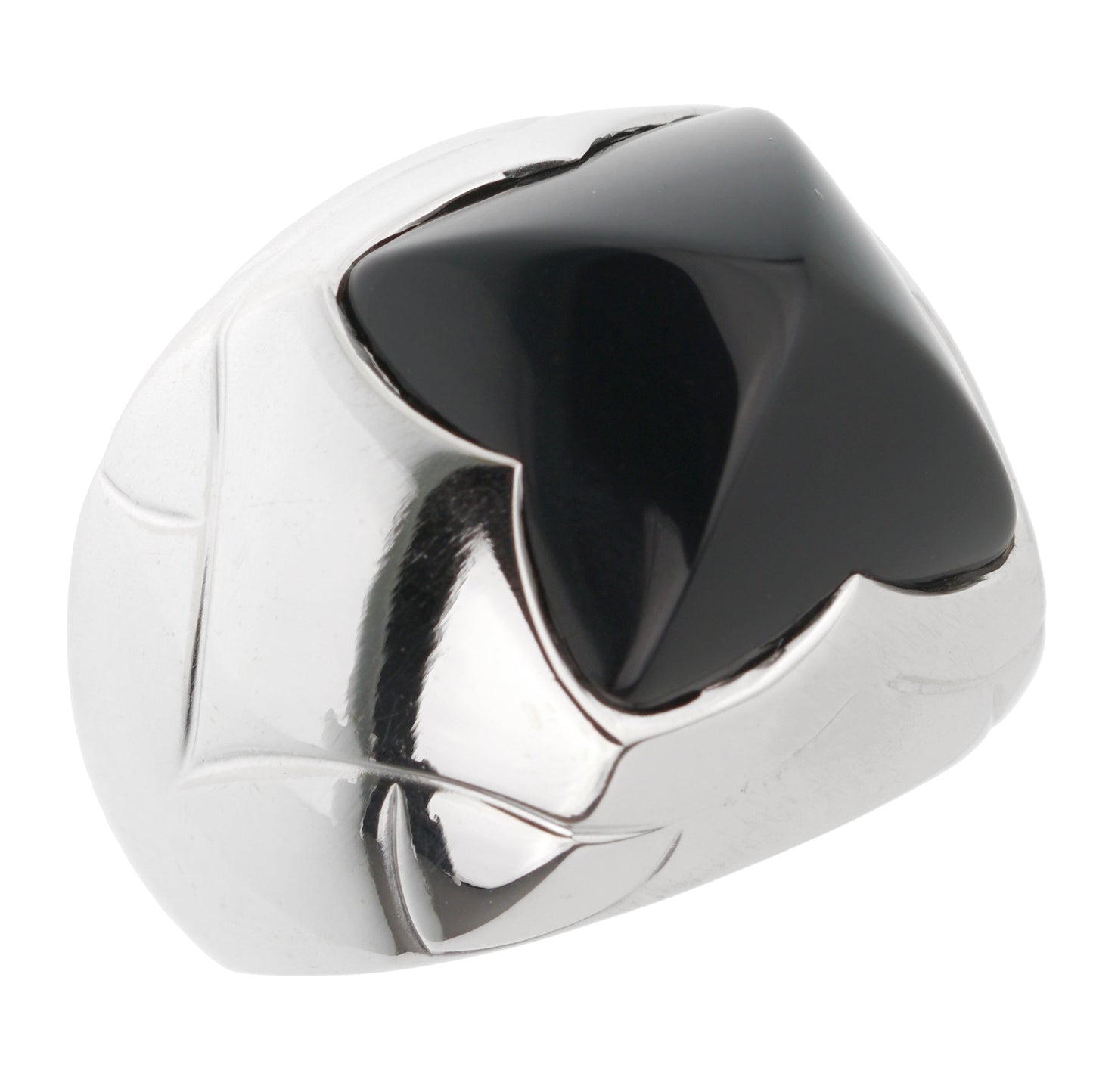 Bvlgari Pyramid Onyx 18k White Gold Cocktail Ring