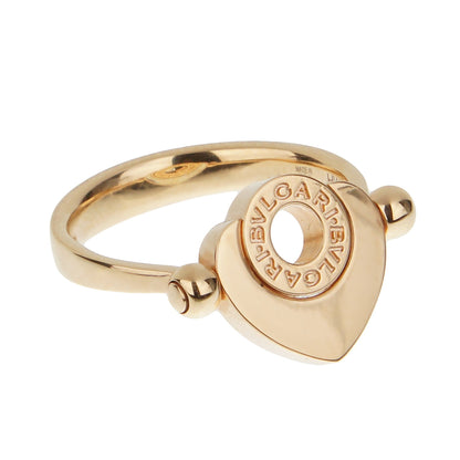 Bvlgari Rose Gold & Mother of Pearl Heart Gold Ring Sz 6 1/2