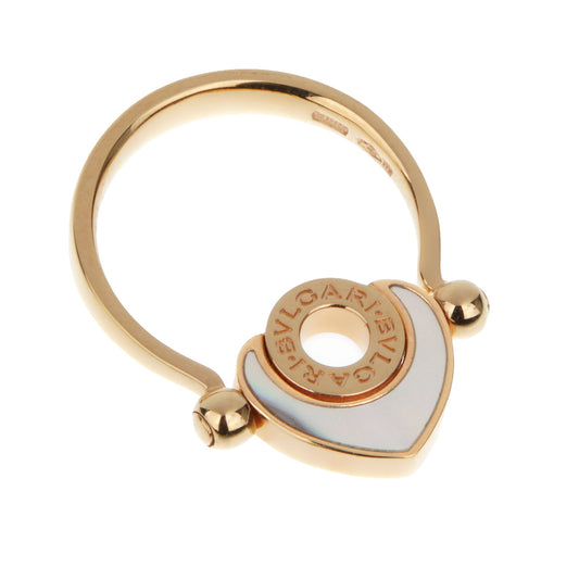 Bvlgari Rose Gold & Mother of Pearl Heart Gold Ring Sz 6 1/2
