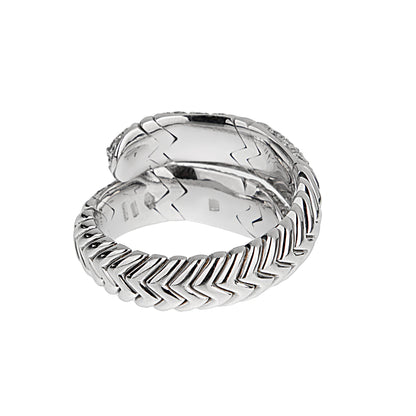 Bvlgari Spiga Diamond 18k White Gold Band Ring Sz 6