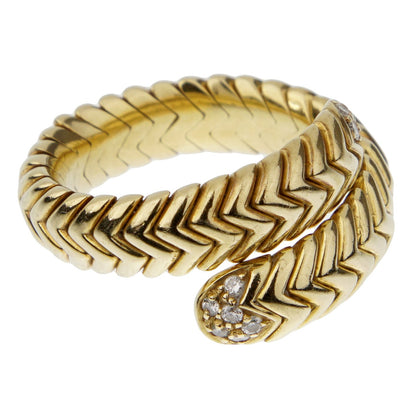 Bvlgari Spiga Vintage Diamond Wrap Cocktail Yellow Gold Ring Sz 6