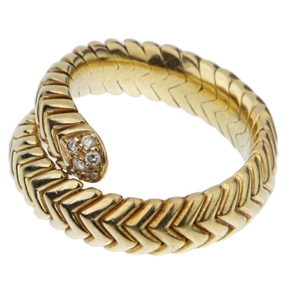 Bvlgari Spiga Vintage Diamond Wrap Cocktail Yellow Gold Ring Sz 6