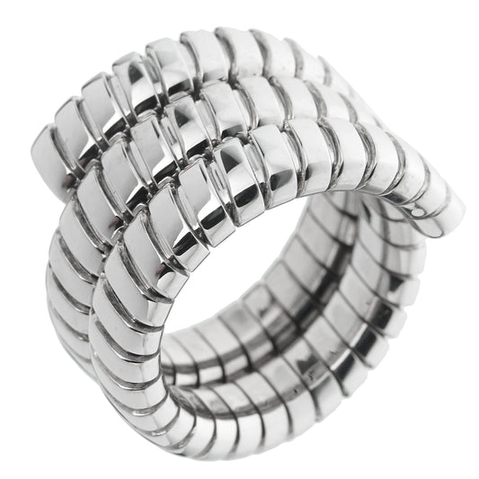 Bvlgari Tubogas Vintage 18k White Gold Triple Row Ring