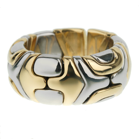 Bvlgari Vintage Alveare Yellow Gold & Stainless Band Ring
