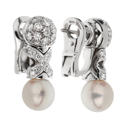 Bvlgari Vintage Pearl Diamond 18k White Gold Earrings