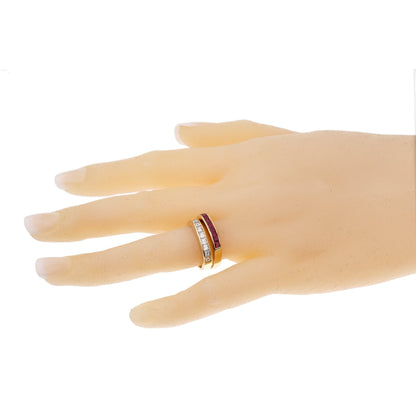 Bvlgari Vintage Ruby Diamond Yellow Gold Band Rings