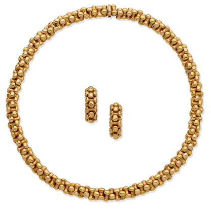 Bvlgari Vintage Yellow & Rose Gold Necklace Earrings Suite
