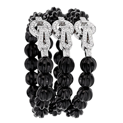 Cartier Agrafe Diamond Onyx 18k White Gold Bracelet