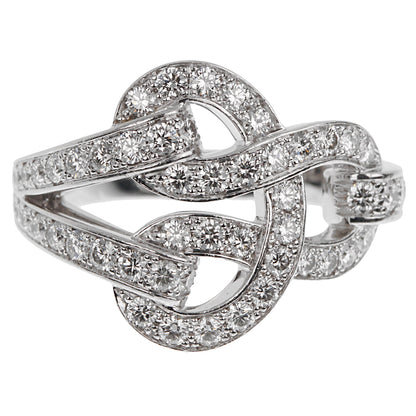 Cartier Agrafe Diamond 18k White Gold Cocktail Ring Sz 5 1/2