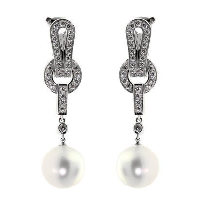 Cartier Agrafe Pearl Diamond White Gold Earrings