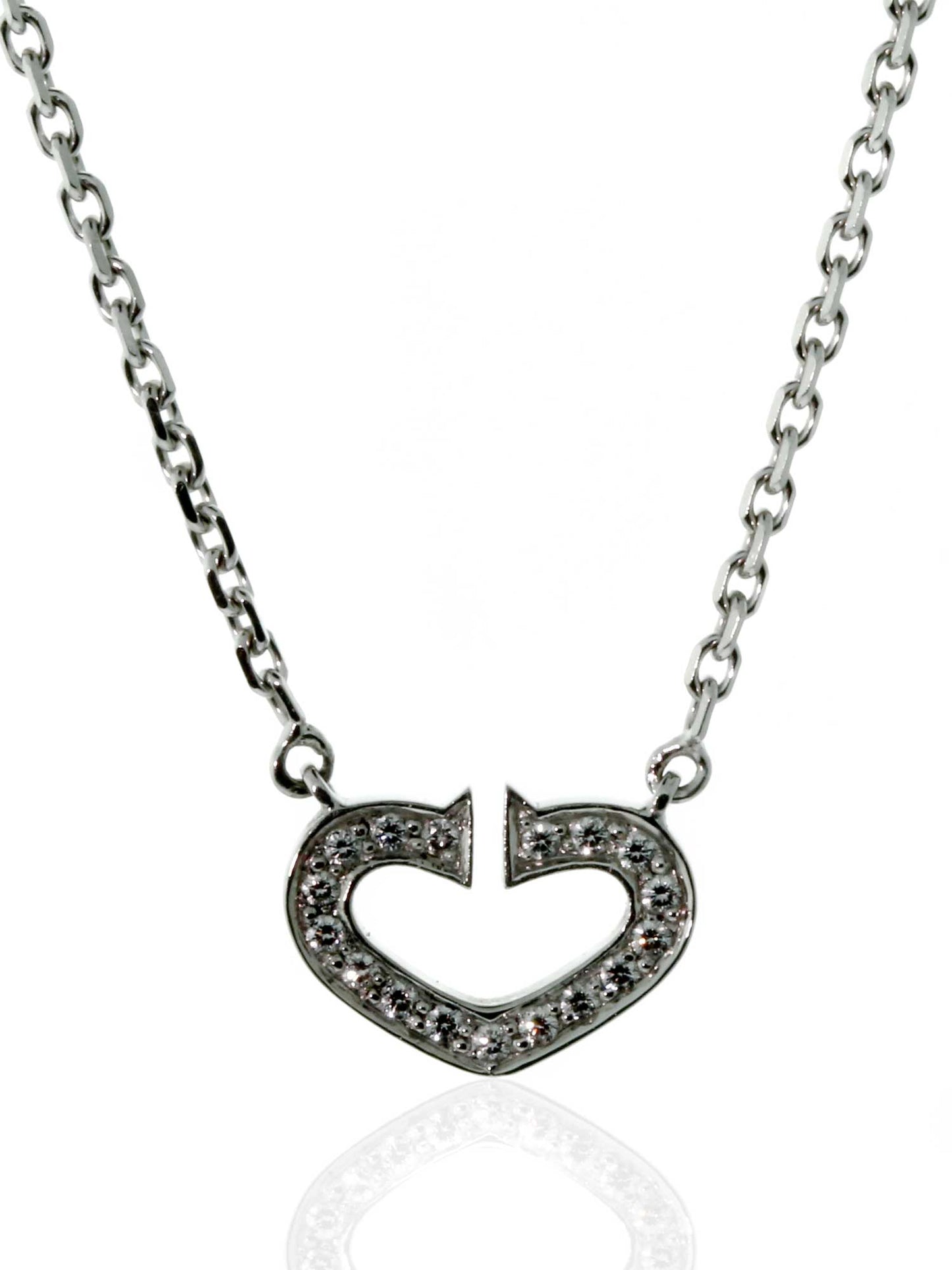 Cartier C Heart Diamond Necklace in 18k White Gold